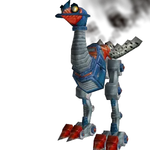 Freigestelltes Modell: Rotblauer Roboschreiter