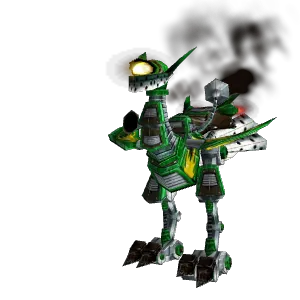 Freigestelltes Modell: Schneller grüner Roboschreiter