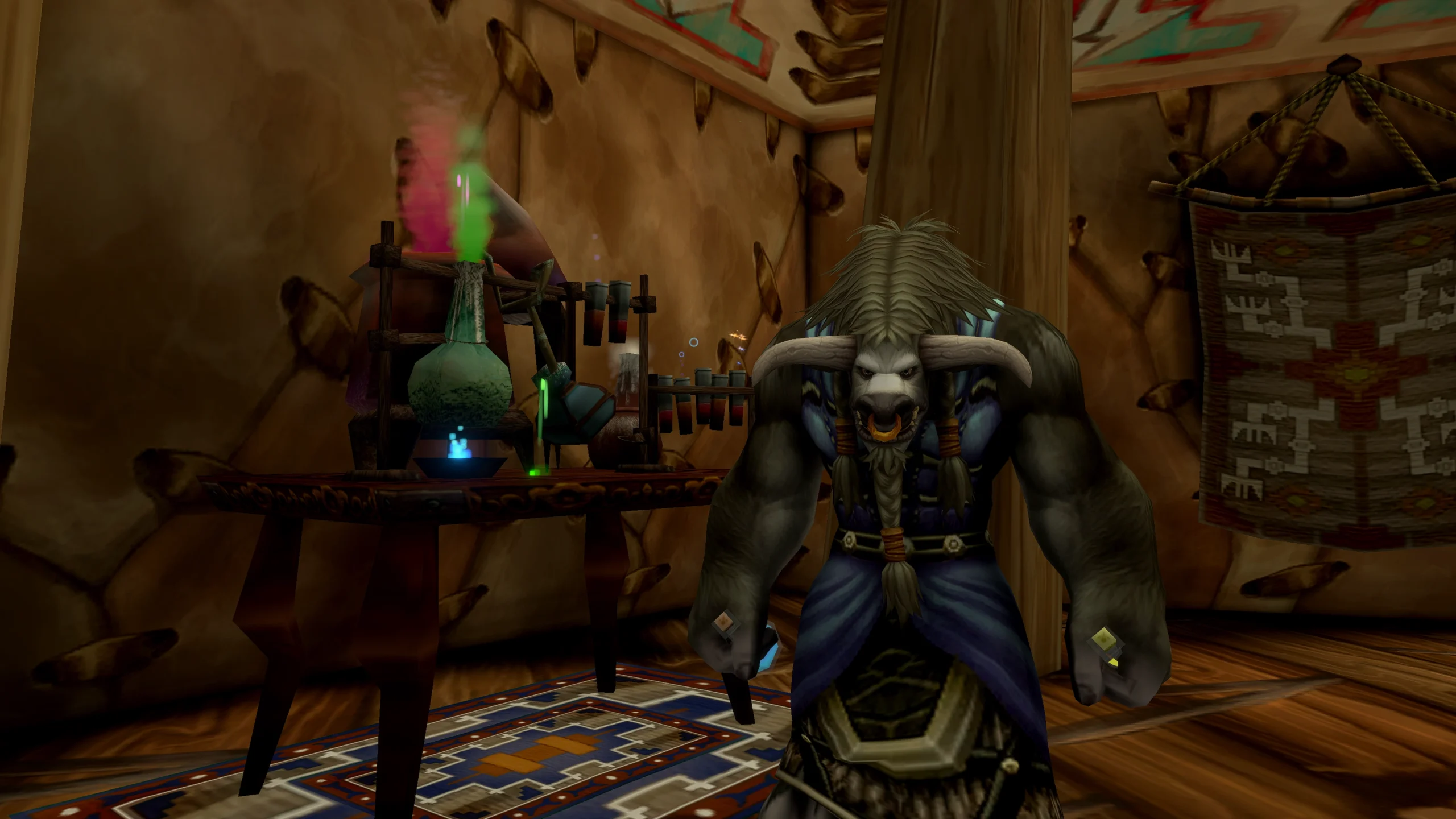 Alchemielehrer neben seinen Tränken in WoW Forever