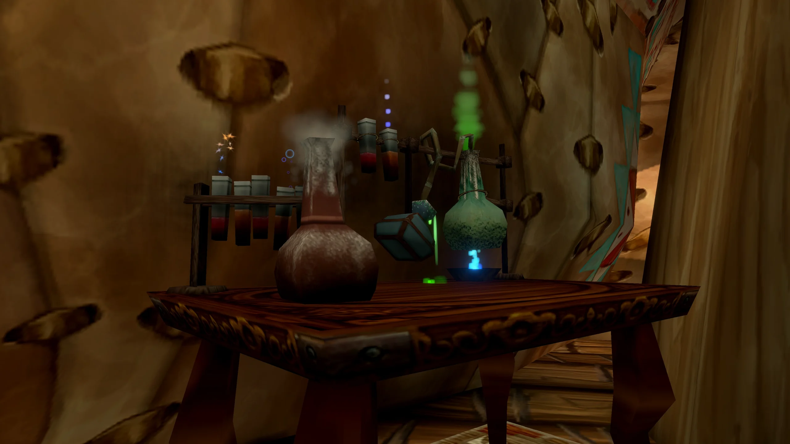 Phiolen und Tränke auf einem Alchemietisch in WoW Forever