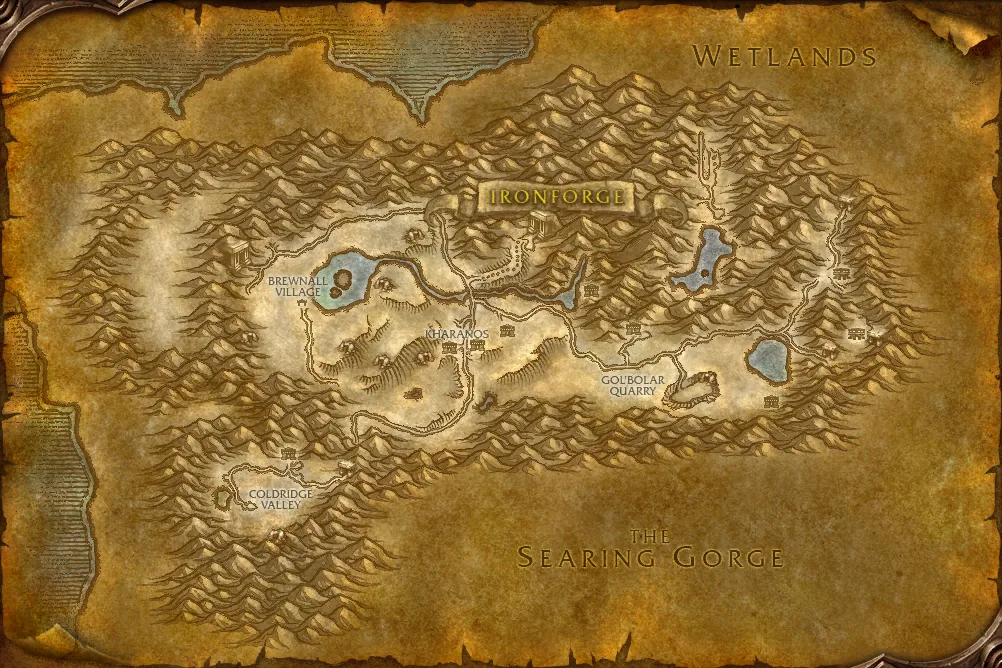 Originale WoW-Forever-Gebietskarte von Dun Morogh