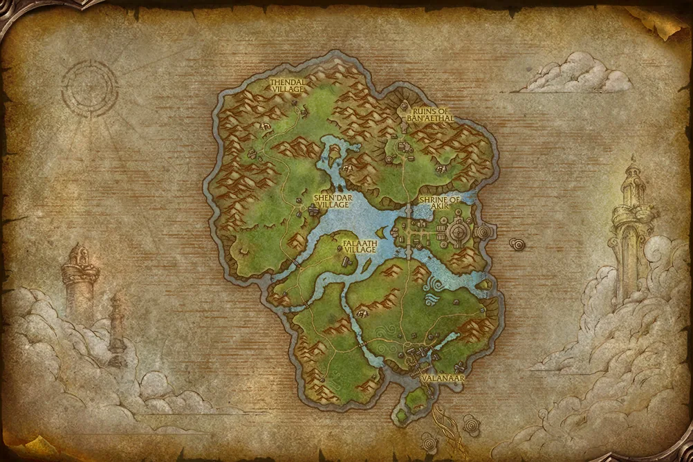 Originale WoW-Forever-Gebietskarte von Insel Zephras